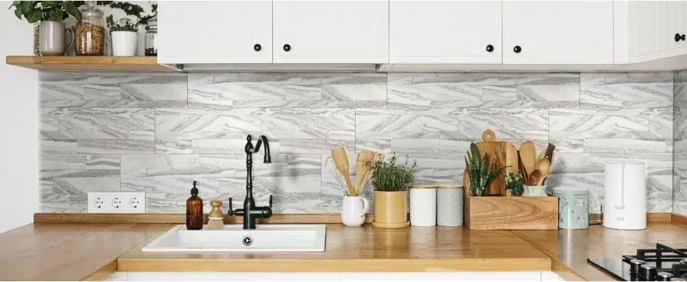 gray stick and stone kitchen