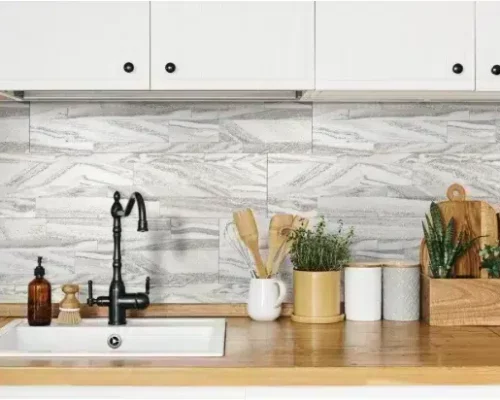 gray stick and stone kitchen